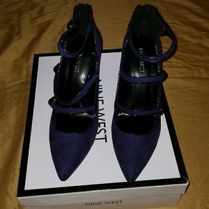 Nine West 3 1/2 inch suede heels with buttons
